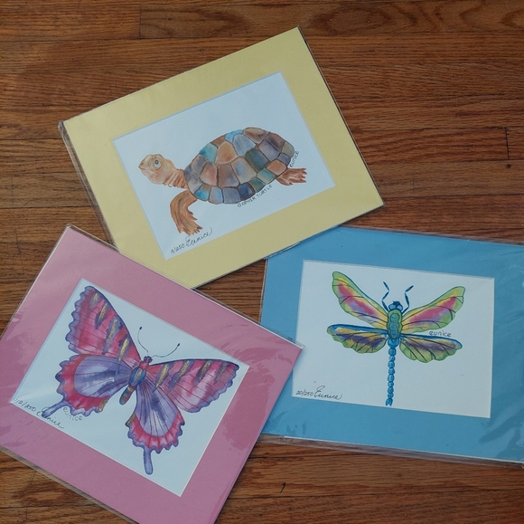 Colorful Animal Art Prints Set EUNICE # numbered Artwork lot - Picture 1 of 5